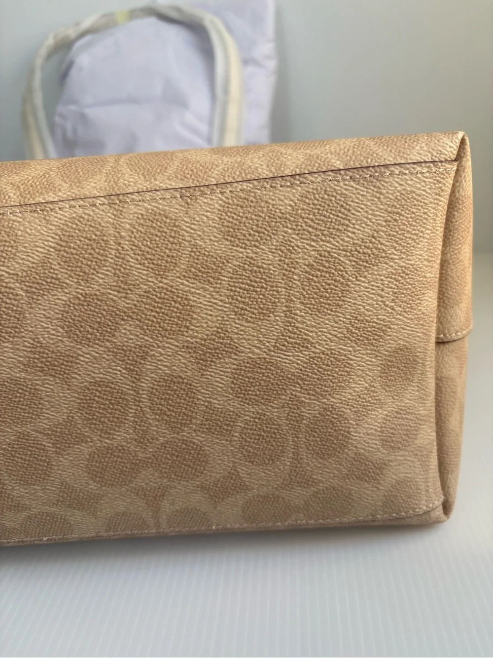 Coach Town Tote in Signature Coated Canvas # CBQ46 Khaki/Chalk Shoulder Bag XL